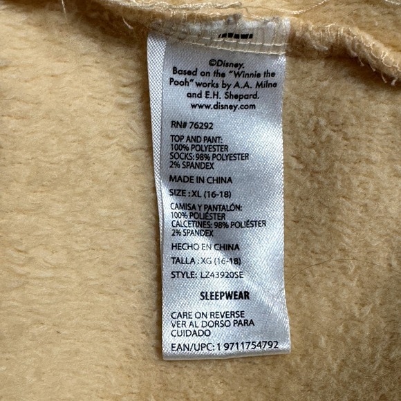 Disney Winnie the Pooh Pajama Set Yellow Sleepwear Womens XL Cozy Fleece - Picture 5 of 5